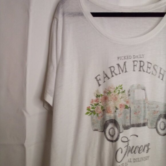 Maurices Shirt Women 3X Short Sleeve Simi Sheer Farm Fresh White - Picture 6 of 15